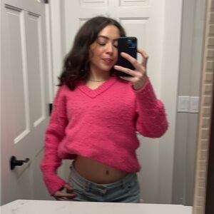 Cozy Pink V-Neck Sweater